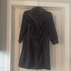 New worn black vegan leather dress 3/4 sleeve